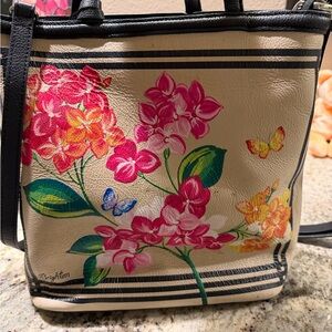 Brighton Floral Tote with Pink and Orange Accents